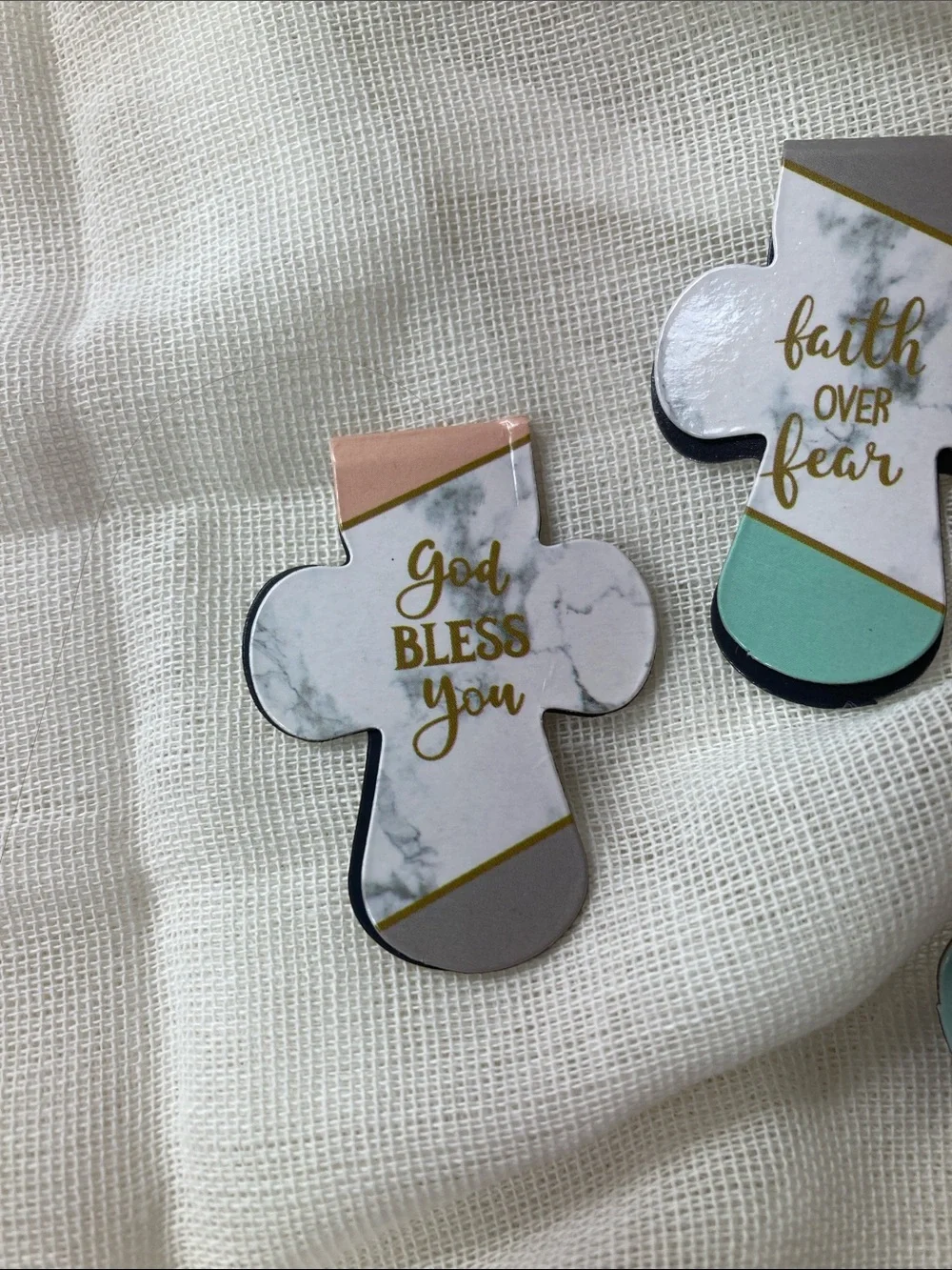 Faith Over Fear Marble Cross magnetic bookmarks